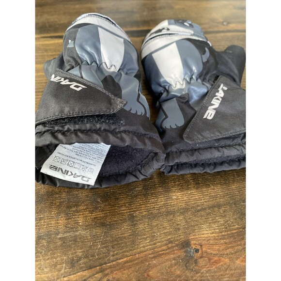 Dakine Kids Scrambler Mittens Raccoon Print Toddler M 2 - 3 Years Black Gray - Picture 2 of 7